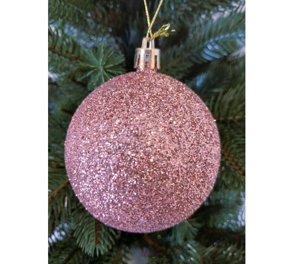 Новогодний шар "Блестки" Ø80мм розовый, цена за набор 4шт